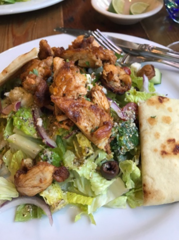 Greek salad with chicken at the Tree House Cafe